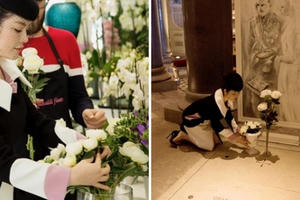 Lý Nhã Kỳ đặt hoa tưởng niệm Công nương Grace Kelly