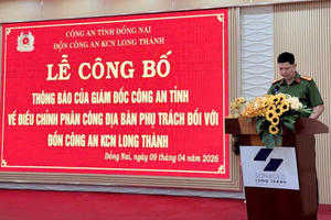 Đồn Công an KCN Long Thành công bố điều chỉnh phân công địa bàn phụ trách