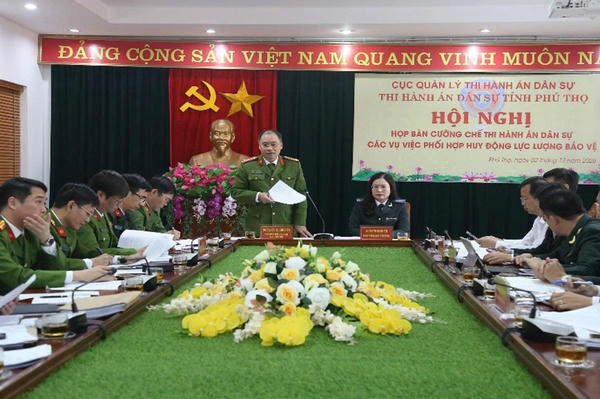 Thi hành án dân sự tỉnh Phú Thọ phối hợp Công an tỉnh bàn phương án cưỡng chế các vụ việc phức tạp