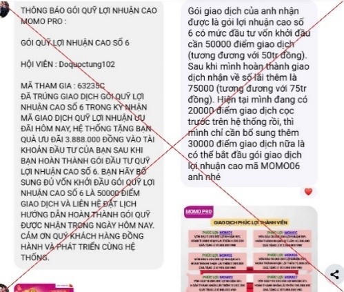 Cảnh báo thủ đoạn lừa đảo khi tham gia đầu tư qua ứng dụng MoMo Pro giả mạo Cảnh báo thủ đoạn lừa đảo khi tham gia đầu tư qua ứng dụng MoMo Pro giả mạo