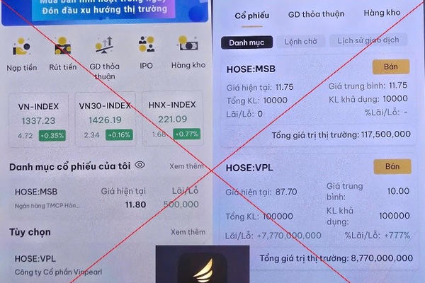 Công an Hà Nội cảnh báo thủ đoạn lừa đảo qua ứng dụng chứng khoán giả mạo