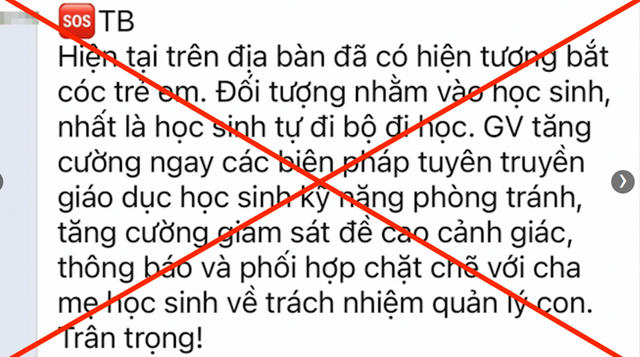 Thông tin "bắt cóc trẻ em" ở quận Hoàng Mai là tin giả Thông tin "bắt cóc trẻ em" ở quận Hoàng Mai là tin giả