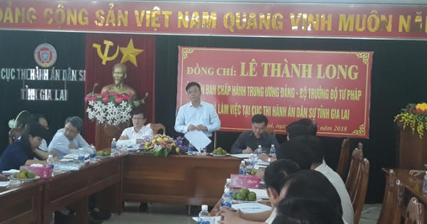 Bộ trưởng Lê Thành Long làm việc tại Gia Lai về công tác Thi hành án dân sự