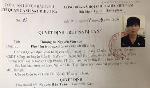 Phát lệnh truy nã một bị can gây nguy hiểm cho xã hội