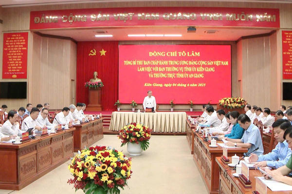 Tổng Bí thư Tô Lâm làm việc với 2 tỉnh An Giang, Kiên Giang