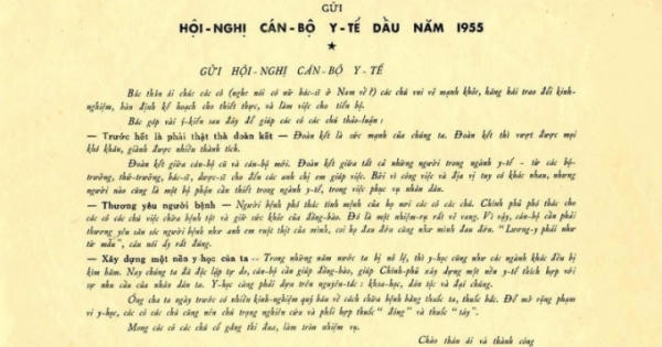 Nhớ ngày Bác Hồ viết thư động viên gửi cán bộ ngành y tế