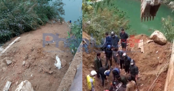 Lắp ván để xây kè, đất đá bất ngờ đổ ập xuống khiến  2 người tử vong