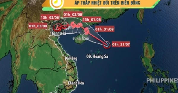 Dự báo thời tiết: Trong 24h tới áp thấp nhiệt đới sẽ đi theo hướng Tây Tây Bắc và mạnh lên thành bão
