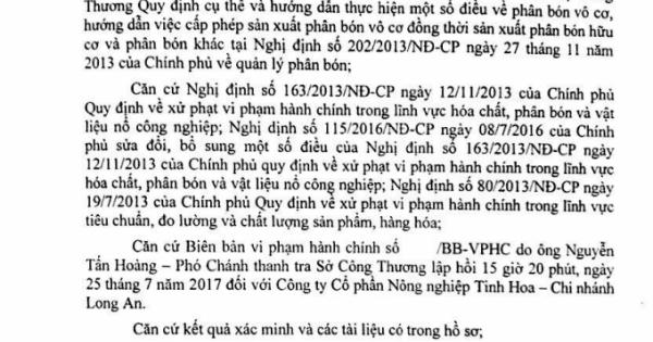 Kỳ 1: Công ty sản xuất phân bón Tinh Hoa bị xử phạt vì hàng loạt hành vi trái quy định nhà nước Kỳ 1: Công ty sản xuất phân bón Tinh Hoa bị xử phạt vì hàng loạt hành vi trái quy định nhà nước