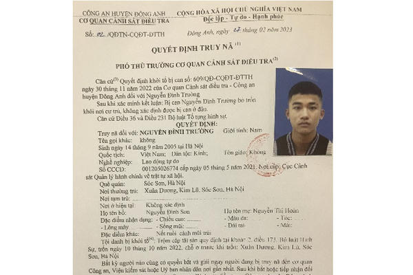 Truy nã đối tượng trộm cắp xe SH ở huyện Đông Anh