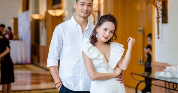 Bảo Thanh nắm tay chồng đi dự họp báo Sắc màu VTV, hội ngộ Chí Thiện