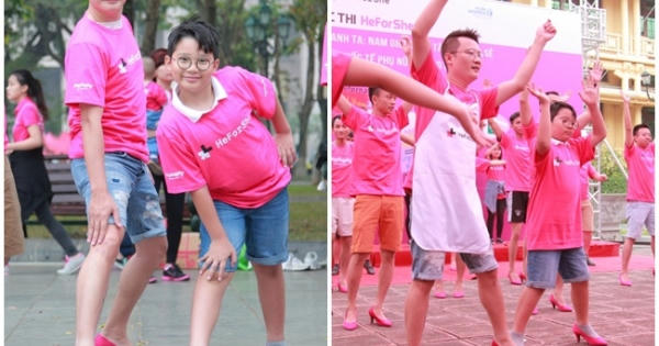 Bố con Hoàng Bách diện giày cao gót nhảy flashmob đấu tranh bình đẳng giới