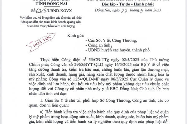 Đồng Nai chỉ đạo hỏa tốc xử lý nghiêm vi phạm về thực phẩm, mỹ phẩm kém chất lượng