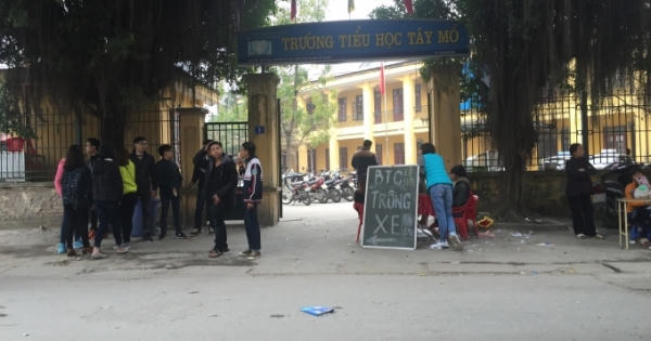 Trường tiểu học Tây Mỗ cho học sinh nghỉ học lấy chỗ... trông xe