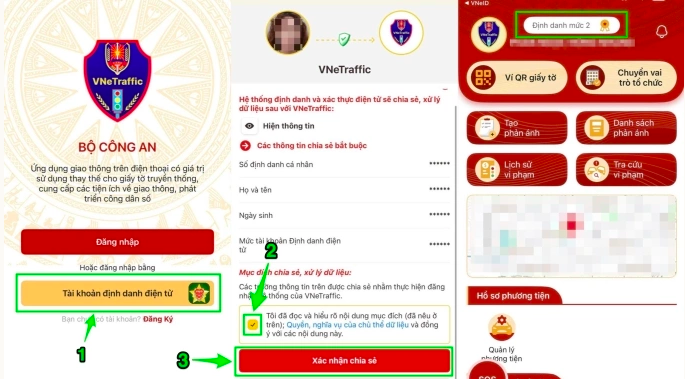 Nhiều tính năng mới mà người dùng cần phải biết khi định danh mức 2 trên ứng dụng VNeTraffic