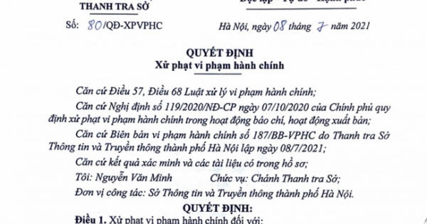 Một trang tin điện tử bị xử phạt 75 triệu đồng