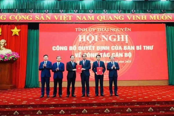 Tỉnh ủy Thái Nguyên công bố các quyết định của Ban Bí thư về công tác cán bộ
