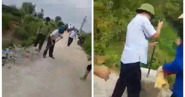 Thái Nguyên: Clip Bí thư Đảng ủy kiêm Chủ tịch xã Tân Thái dùng xà beng phá trụ cầu để "thông chốt" cho xe gỗ?