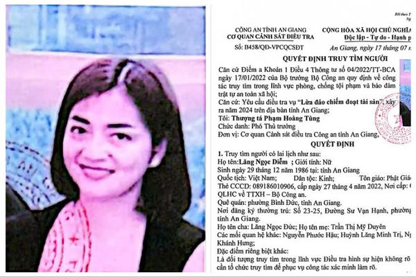 Công an An Giang truy tìm người phụ nữ bị tố lừa đảo, chiếm đoạt gần 30 tỷ đồng
