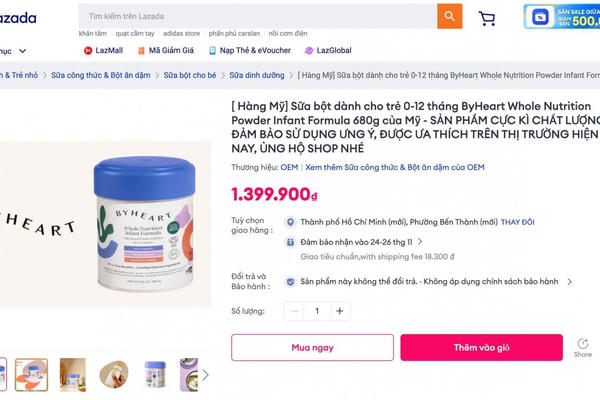 Bộ Y tế yêu cầu gỡ ngay sữa ByHeart khỏi sàn thương mại điện tử