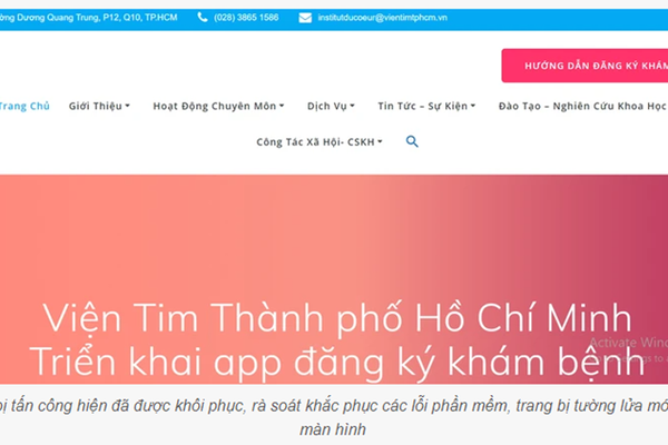 Viện Tim TP.HCM bị tấn công trang web lấy số khám bệnh