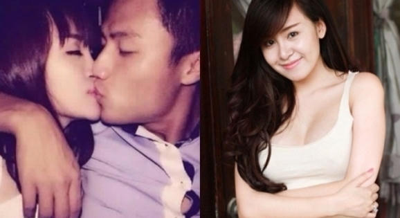 Cầu thủ Mạc Hồng Quân ôm hôn say đắm Bà Tưng