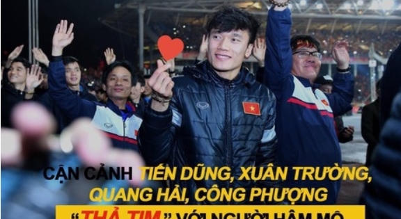 Tiến Dũng, Xuân Trường, Quang Hải, Công Phượng đồng loạt "thả tim" với người hâm mộ Tiến Dũng, Xuân Trường, Quang Hải, Công Phượng đồng loạt "thả tim" với người hâm mộ