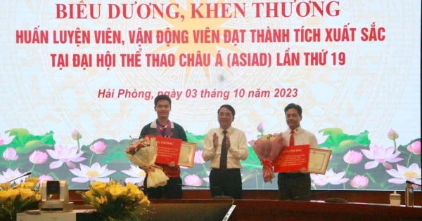 TP Hải Phòng: Thưởng hơn 300 triệu đồng cho VĐV, HLV đạt thành tích xuất sắc tại ASIAD 19 TP Hải Phòng: Thưởng hơn 300 triệu đồng cho VĐV, HLV đạt thành tích xuất sắc tại ASIAD 19