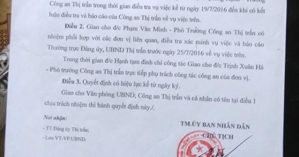 Đề nghị cách chức Trưởng công an thị trấn bị bắt quả tang "ăn vụng" trong nhà nghỉ Đề nghị cách chức Trưởng công an thị trấn bị bắt quả tang "ăn vụng" trong nhà nghỉ