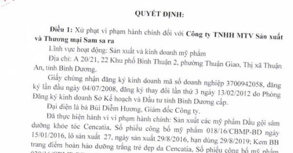 Sai công thức sản xuất, công ty mỹ phẩm bị phạt 60 triệu đồng