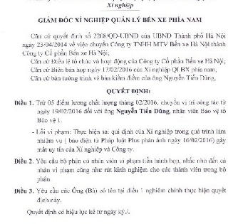 Vụ “đi đêm” ở BX Giáp Bát: Nhân viên bảo vệ bị chuyển công tác Vụ “đi đêm” ở BX Giáp Bát: Nhân viên bảo vệ bị chuyển công tác
