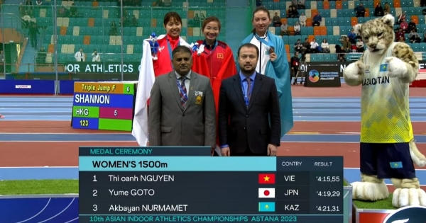 Nguyễn Thị Oanh giành HCV cự ly 1500m điền kinh Châu Á 2023