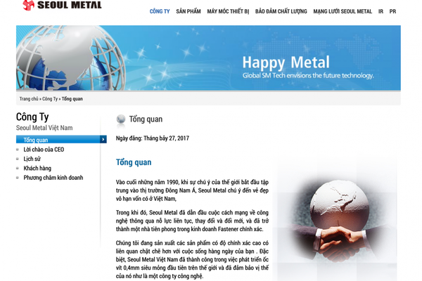 Công ty cổ phần Seoul Metal Việt Nam bị xử phạt 270 triệu đồng