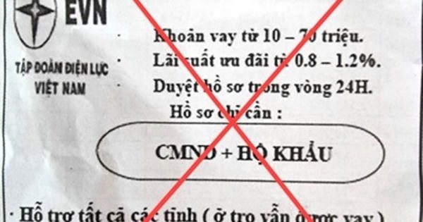 Cảnh báo việc giả thương hiệu EVN để quảng cáo cho vay tín chấp Cảnh báo việc giả thương hiệu EVN để quảng cáo cho vay tín chấp