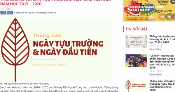 Trường Tiểu học & Trung học cơ sở Victoria Thăng Long tuyển sinh "chui"