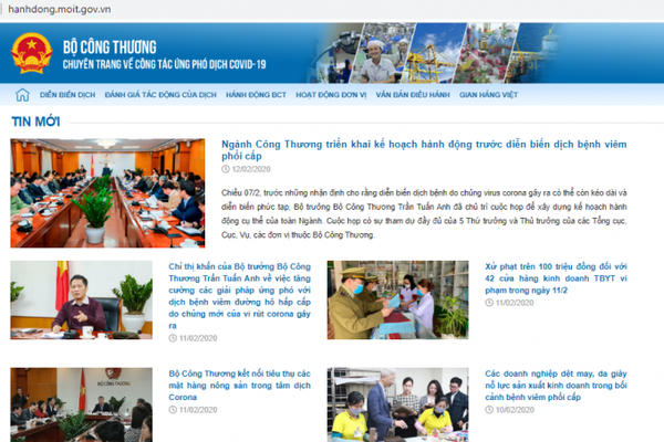 Bộ Công Thương chính thức ra mắt chuyên trang phòng chống dịch bệnh Covid-19
