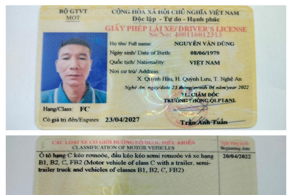 Thanh Hoá: Khởi tố một đối tượng sử dụng giấy phép lái xe giả