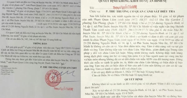 Công an huyện Nhà Bè ra Quyết định không khởi tố vụ án hình sự vụ cháu bé 3 tuổi nghi bị xâm hại