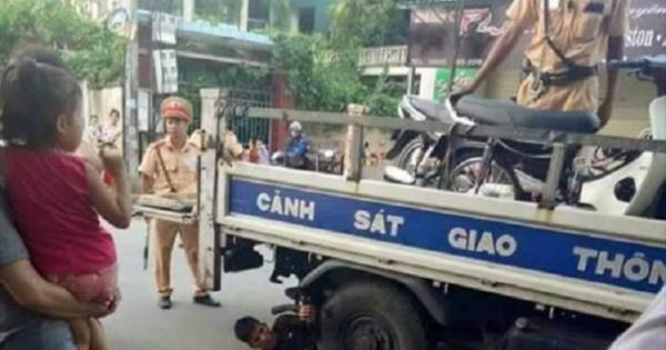 Xử phạt nam thanh niên hơn 6 triệu đồng vì ôm lốp xe CSGT để ăn vạ