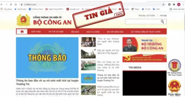 Cảnh báo trò giả mạo website của Bộ Công an để lừa đảo