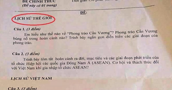 Đề thi học sinh giỏi tỉnh ‘nhầm lẫn’ phong trào Cần Vương thuộc lịch sử thế giới