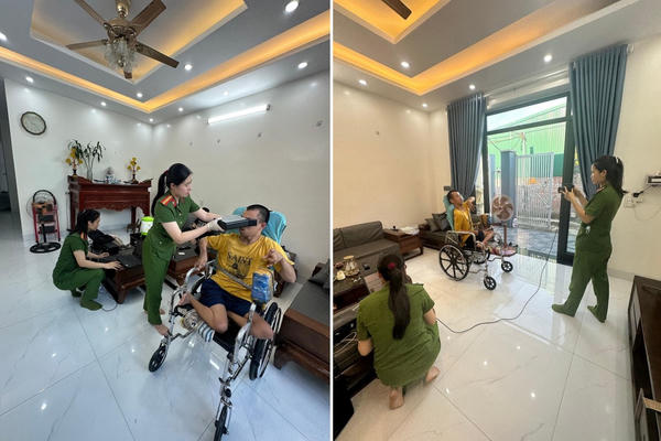 Công an phường Sơn Tây đến nhà làm căn cước cho công dân khuyết tật