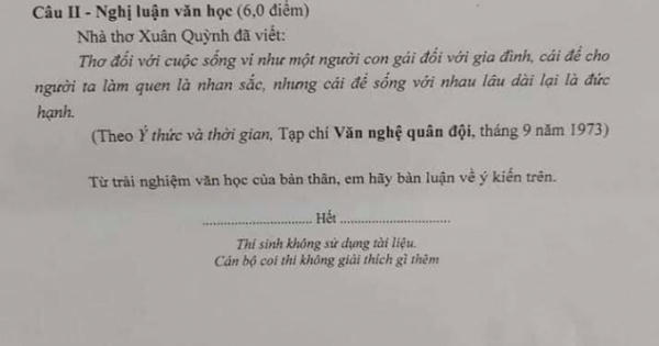 Đề thi vào lớp 10 môn Ngữ Văn của Chuyên Khoa học xã hội và Nhân văn năm 2020
