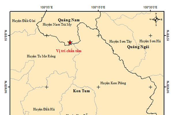 Liên tiếp xảy ra động đất tại Quảng Nam