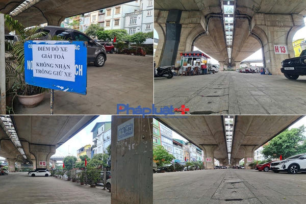 Cận cảnh bãi gửi xe dưới chân cầu Vĩnh Tuy sau khi có lệnh di dời, giải tỏa