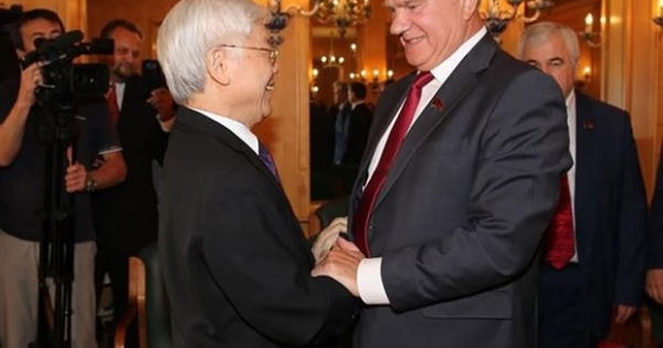 Tổng Bí thư Nguyễn Phú Trọng tiếp Chủ tịch Đảng Cộng sản Nga