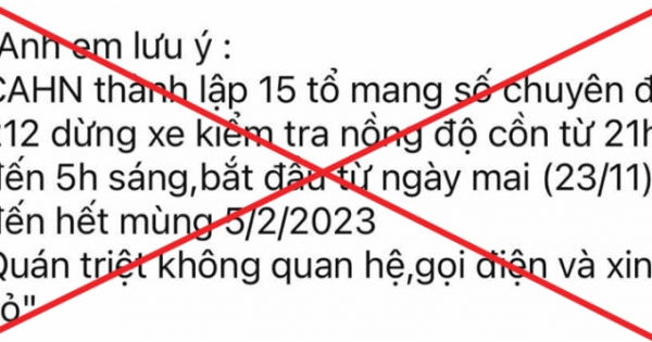 Thông tin thành lập các tổ công tác chuyên đề 212 là không chính xác