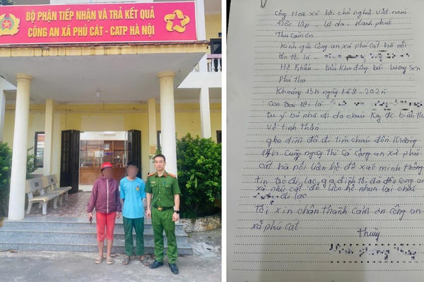 Công an xã Phú Cát giúp đỡ cháu bé đi lạc về với gia đình