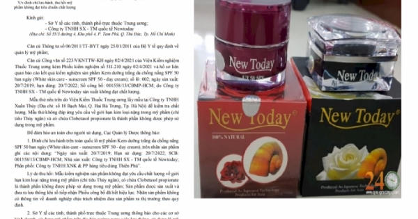 Kem dưỡng trắng da chống nắng của Newtoday chứa thủy ngân và chất cấm