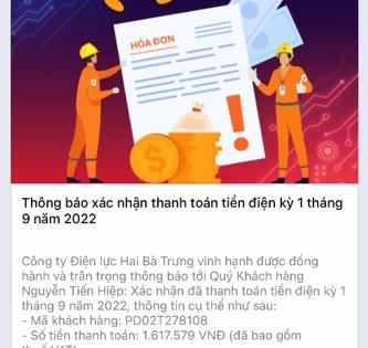 Hình thức thanh toán tiền điện tự động qua ngân hàng được phủ rộng